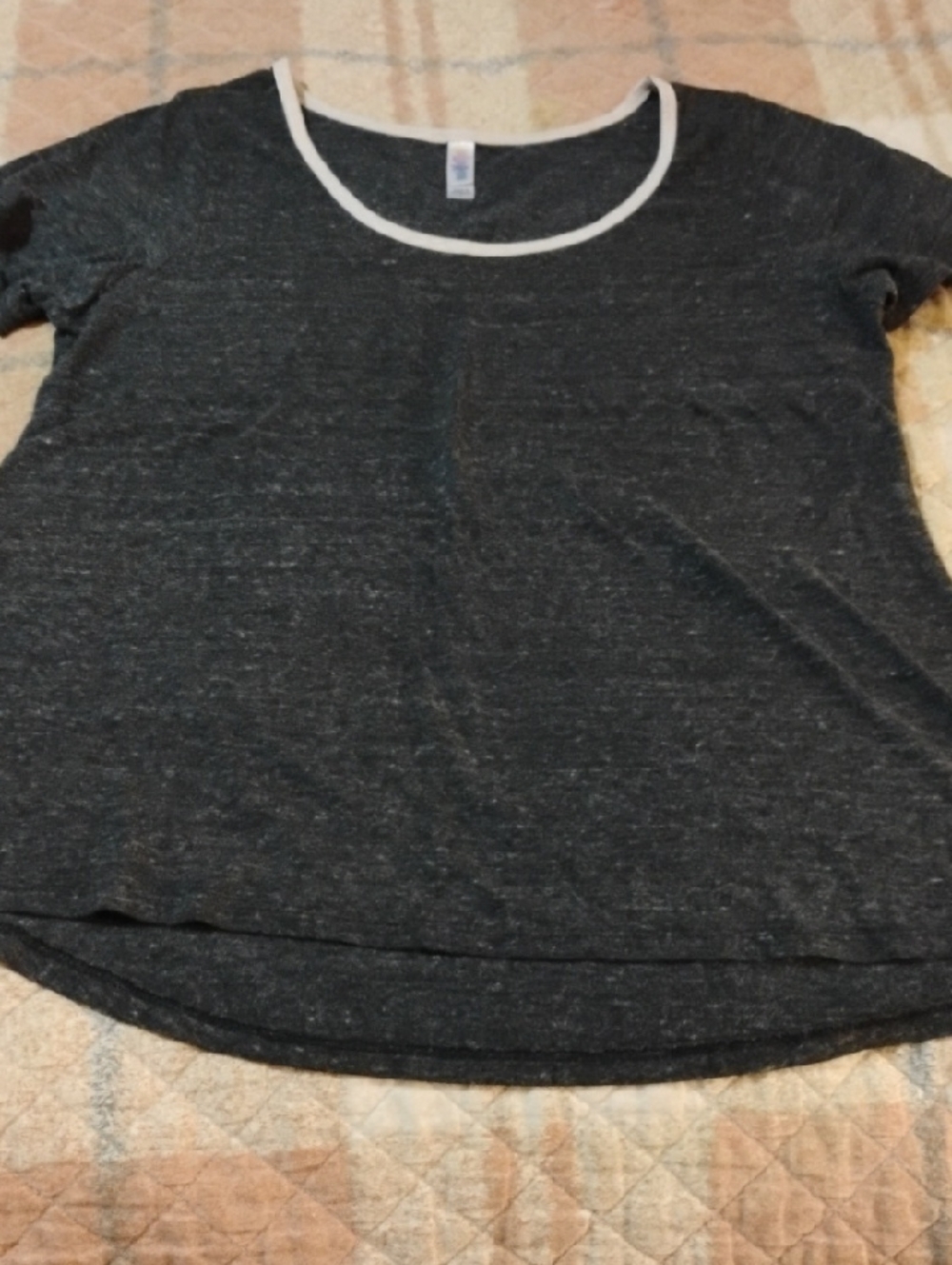 LuLaRoe Charcoal Short Sleeve Tee with White Scoop Neck